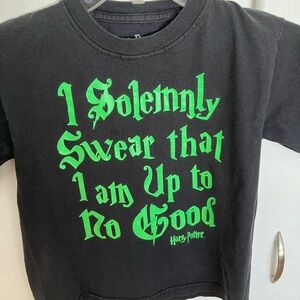 Warner Bros. Kids Black Tee with Neon Green Text